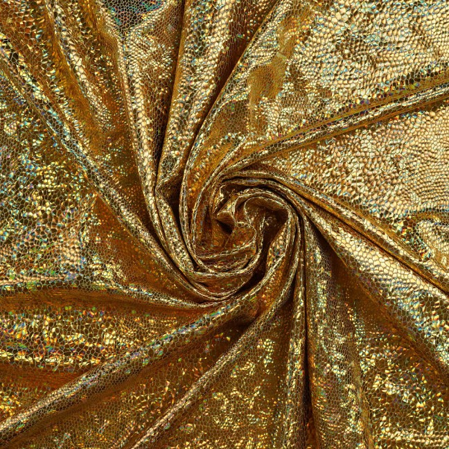 Голограмма D2 07 золото на желтом ткань по оптовой цене, поставщик AQUARELLE-TEX заказать доставку Москва и СПБ, лучшие ткани голографические по низким ценам, распродажи и скидки