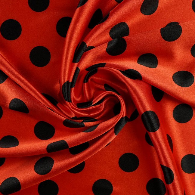 Атлас стрейч горох 05 красно-черный D 1