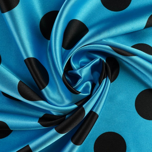 Атлас стрейч горох 12 бирюзово-черный D3