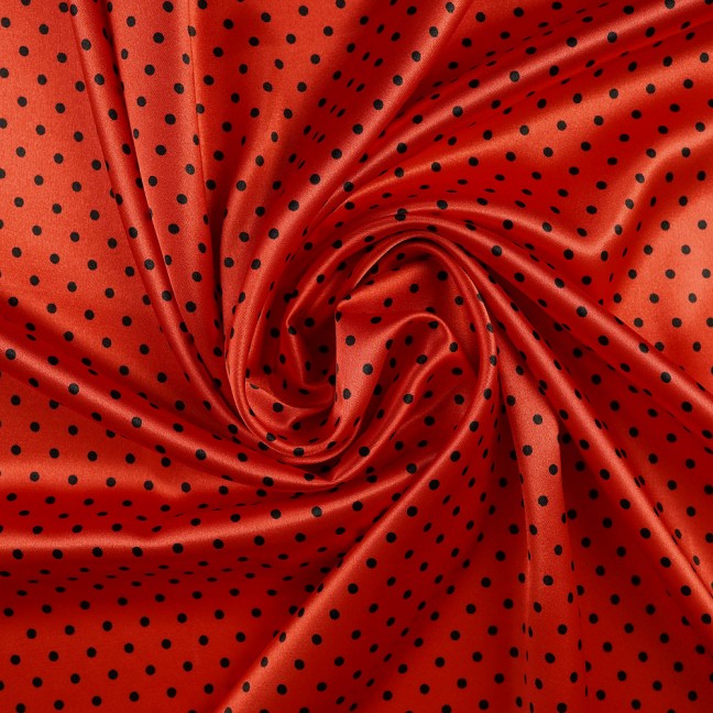 Атлас стрейч горох 07 кораллово-черный D4