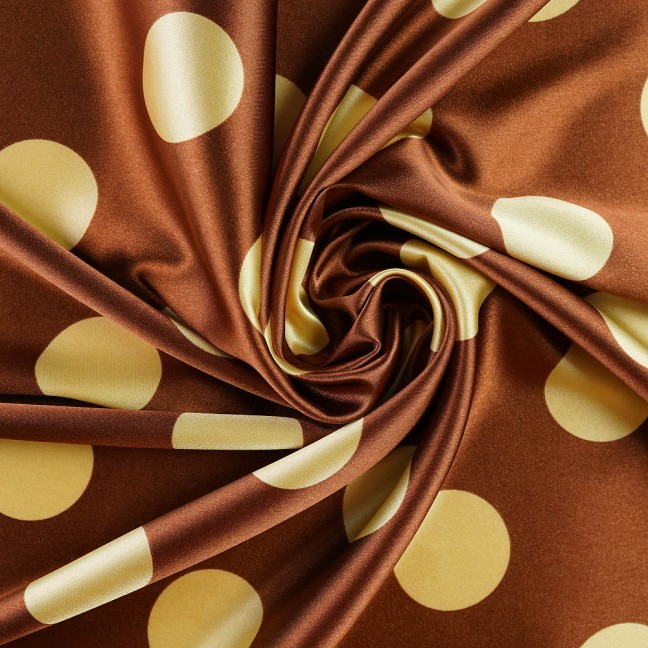 Атлас стрейч горох 08 коричнево-бежевый D3