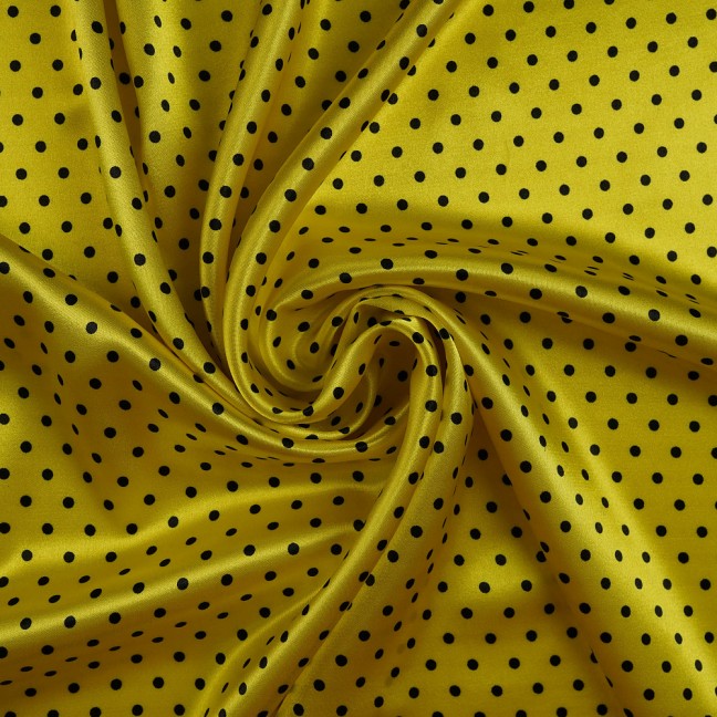 Атлас стрейч горох 03 желто-черный D4