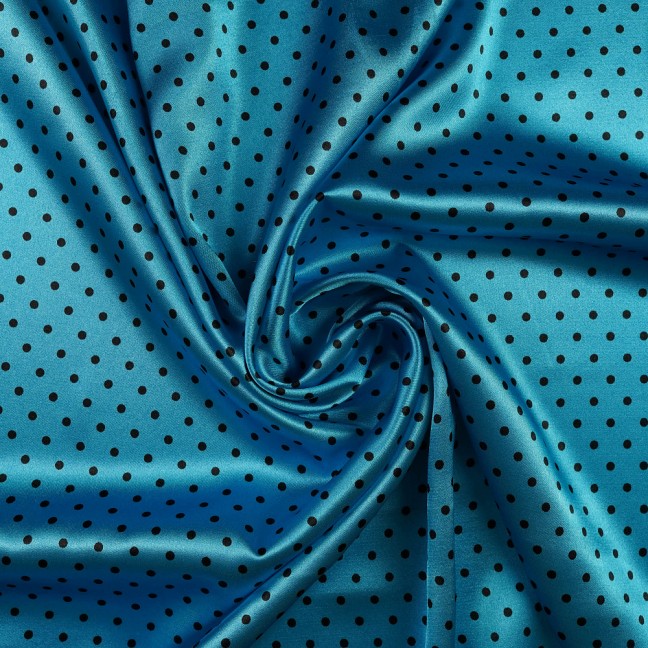 Атлас стрейч горох 12 бирюзово-черный D4