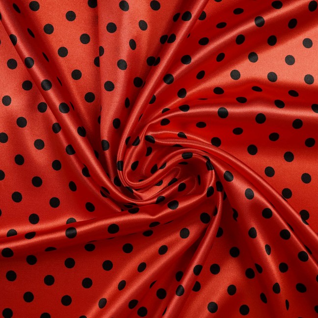Атлас стрейч горох 05 красно-черный D2
