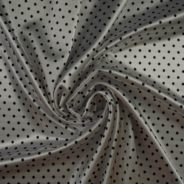 Атлас стрейч горох 11 бело-черный D4