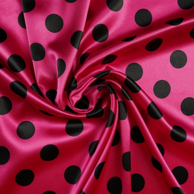 Атлас стрейч горох 04 розово-черный D1