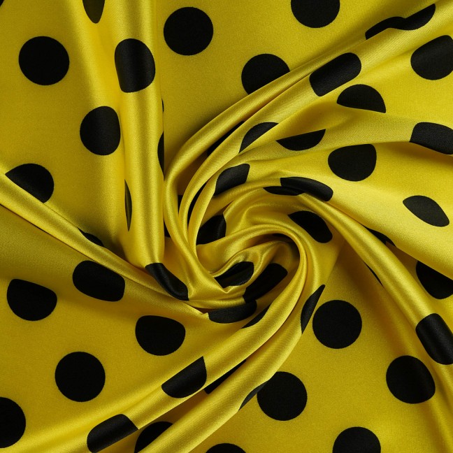 Атлас стрейч горох 03 желто-черный D1