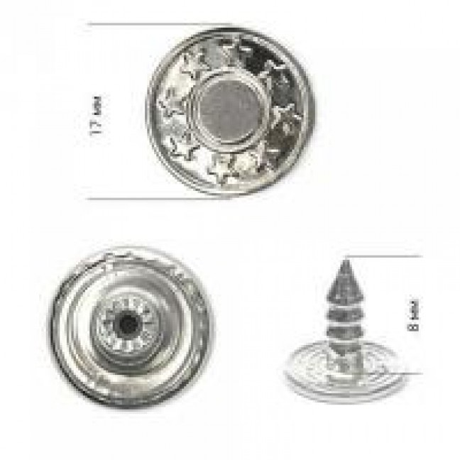 Джинсовая пуговица 17 мм сталь цвет никель 8 звезд