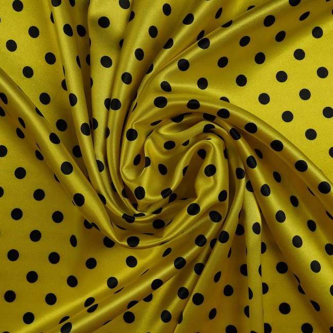 Атлас стрейч горох 03 желто-черный D2