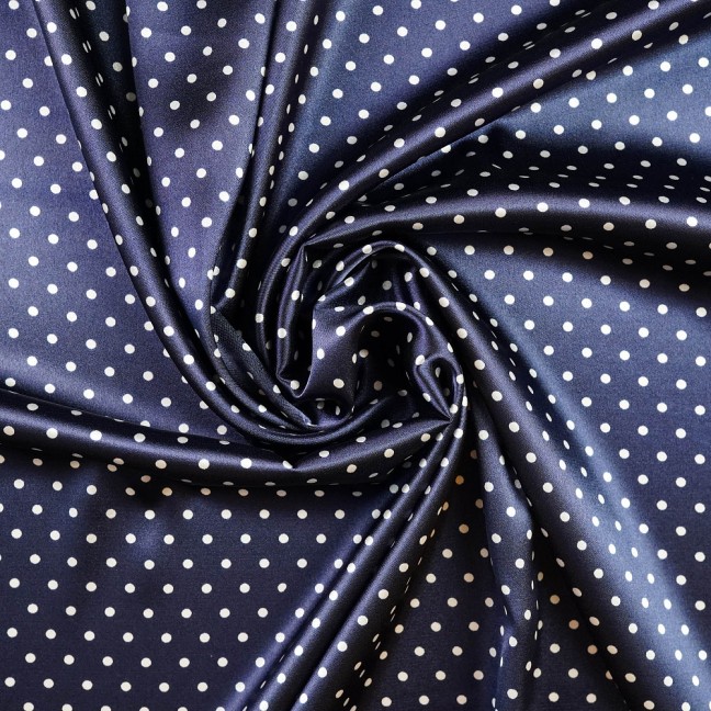 Атлас стрейч горох 10 темно-синий-белый D4
