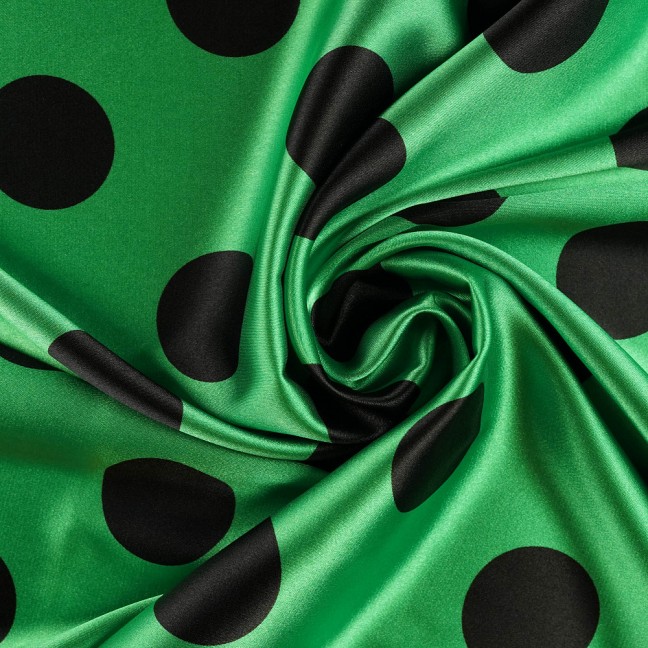 Атлас стрейч горох 06 зелено-черный D3