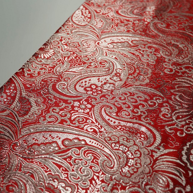 Парча Жаккард Серебро 03 красный