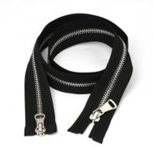 Молния металлическая тип 5 двухзамковая 75 см цвет черный 322