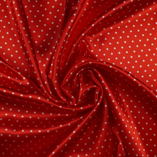 Атлас стрейч горох 01 красно-белый D4