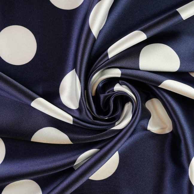 Атлас стрейч горох 10 темно-синий-белый D3