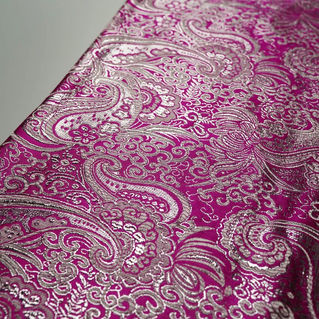 Парча Жаккард Серебро 04 фуксия