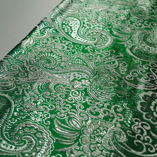 Парча Жаккард Серебро 06 трава