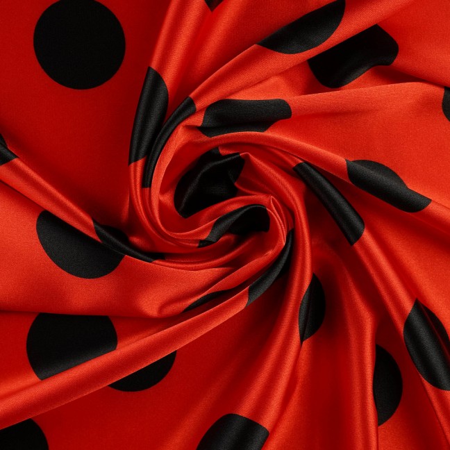 Атлас стрейч горох 07 кораллово-черный D3