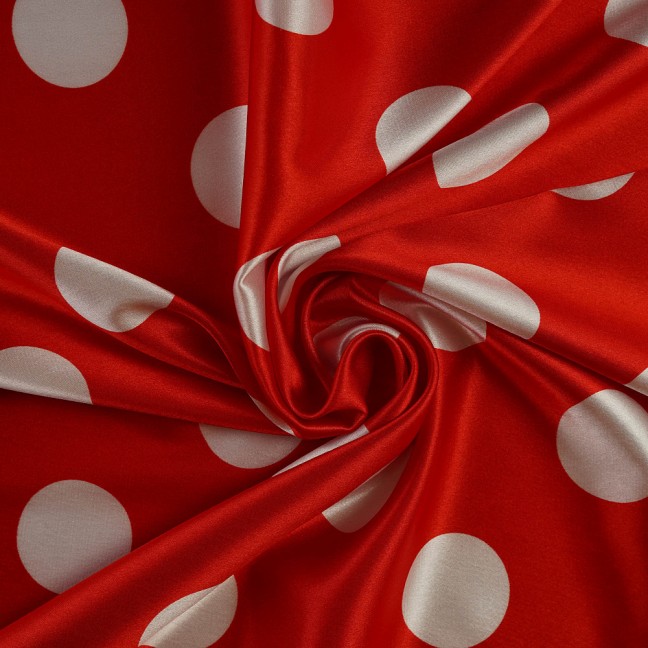 Атлас стрейч горох 01 красно-белый D3