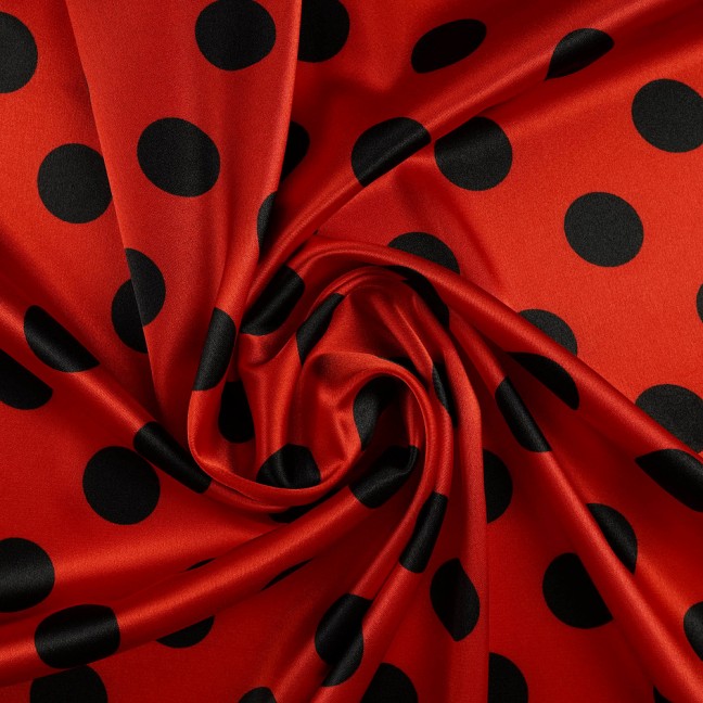 Атлас стрейч горох 07 кораллово-черный D1