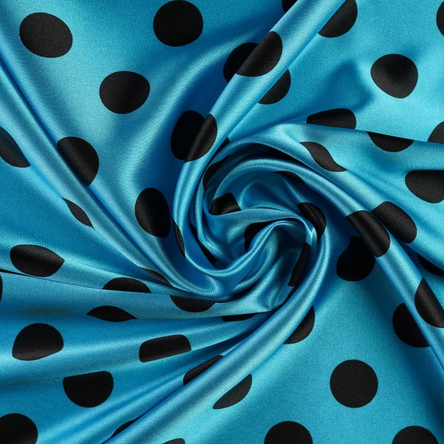 Атлас стрейч горох 12 бирюзово-черный D1