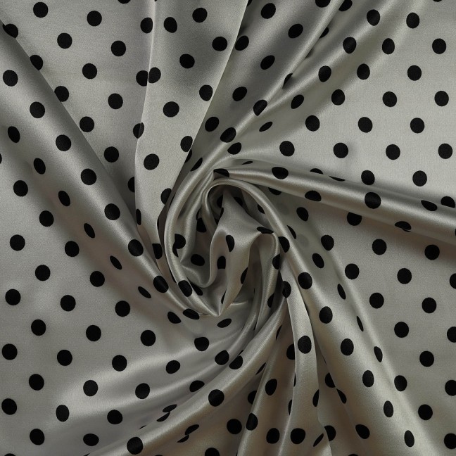 Атлас стрейч горох 11 бело-черный D2