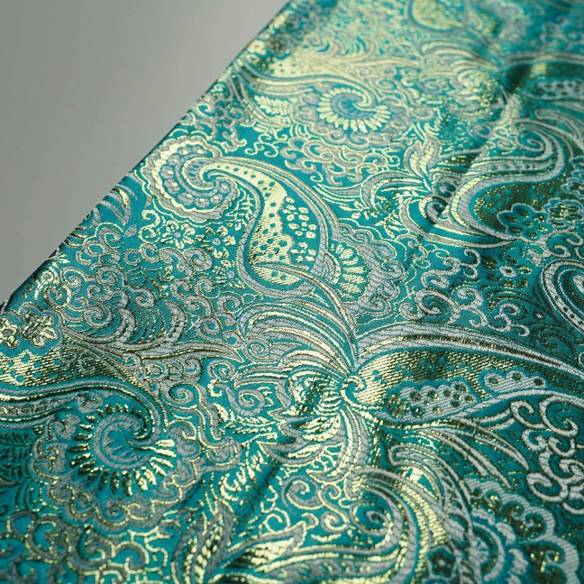 Парча Жаккард Золото 09 бирюзовый