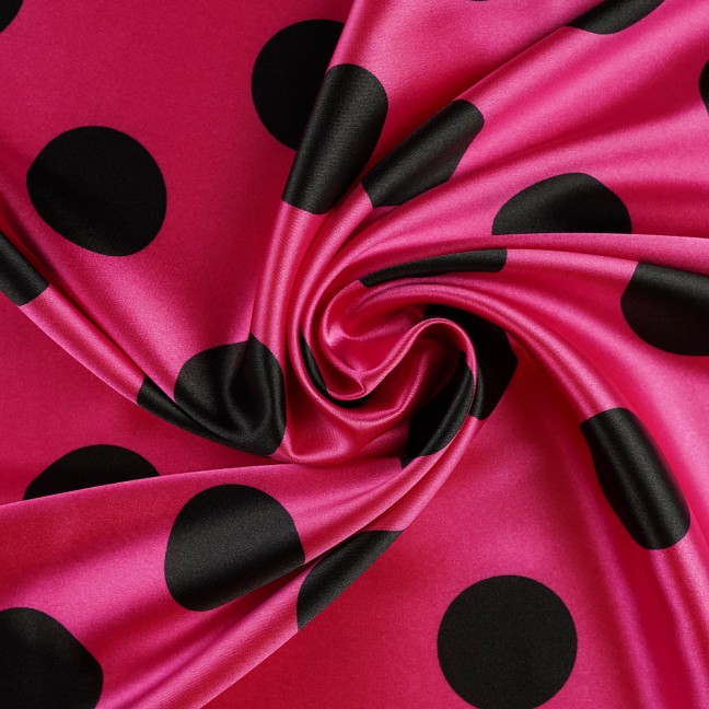 Атлас стрейч горох 04 розово-черный D3