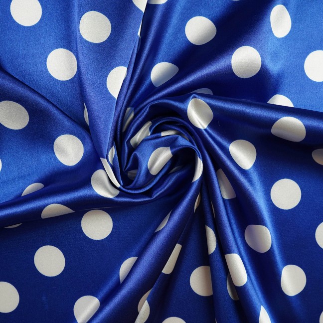 Атлас стрейч горох 02 сине-белый D1