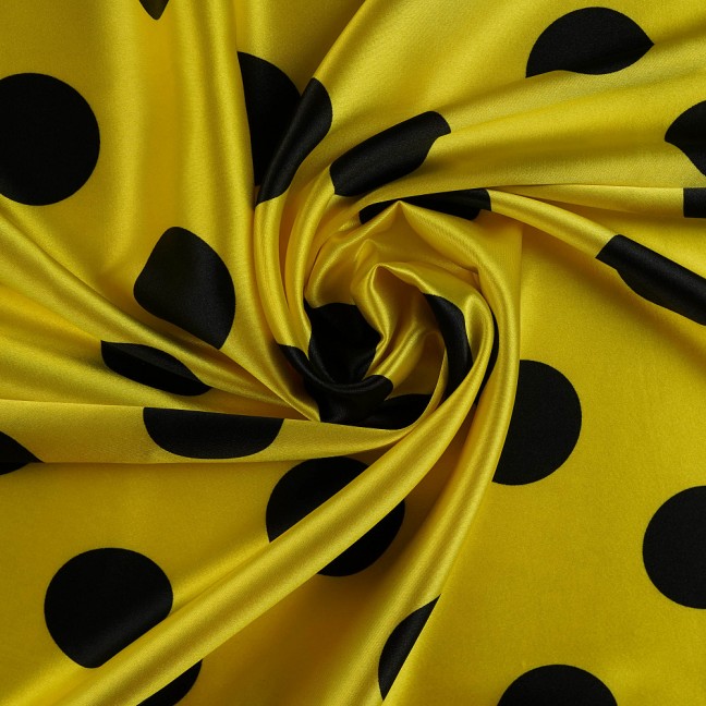 Атлас стрейч горох 03 желто-черный D3