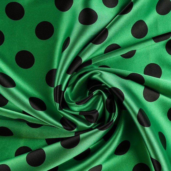 Атлас стрейч горох 06 зелено-черный D1