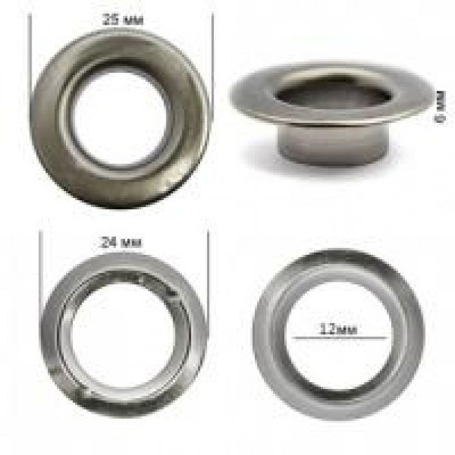 Люверсы 12 мм №26 сталь цвет темный никель