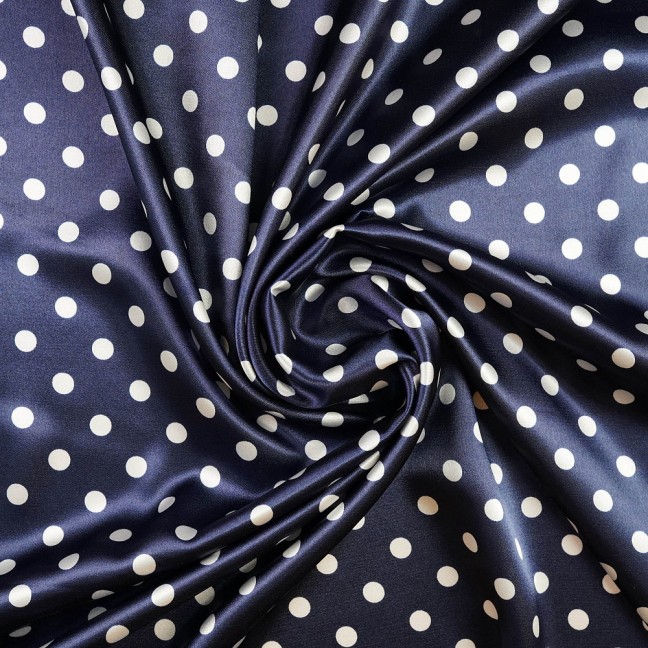 Атлас стрейч горох 10 темно-синий-белый D2