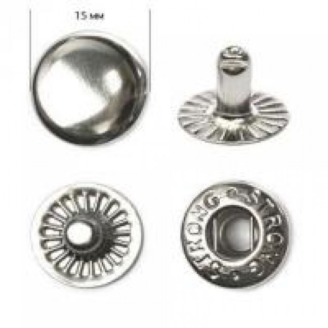 Кнопка для одежды 15 мм Альфа нержавейка цвет никель
