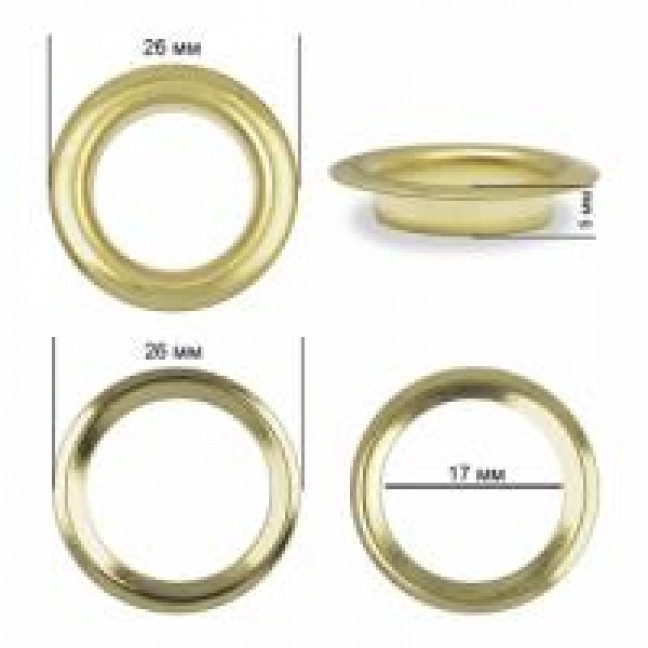 Люверсы 17 мм №31 сталь цвет золото