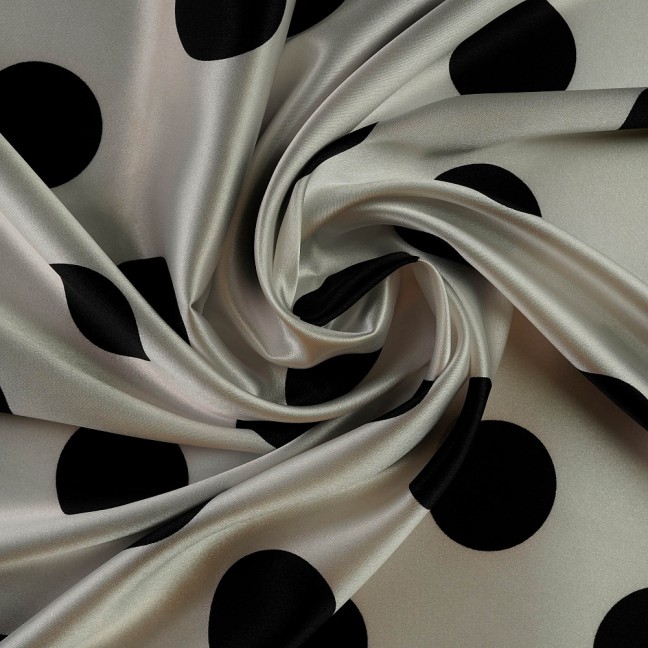 Атлас стрейч горох 11 бело-черный D3